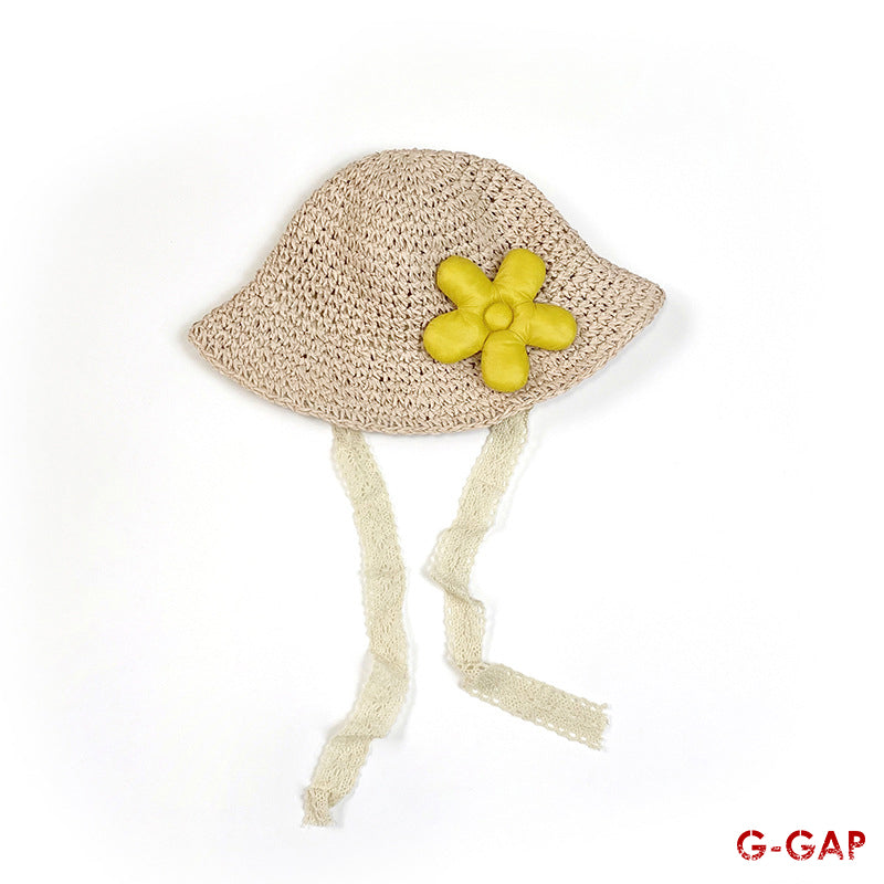 New Baby Girl's Flower Straw Woven Fisherman Hat