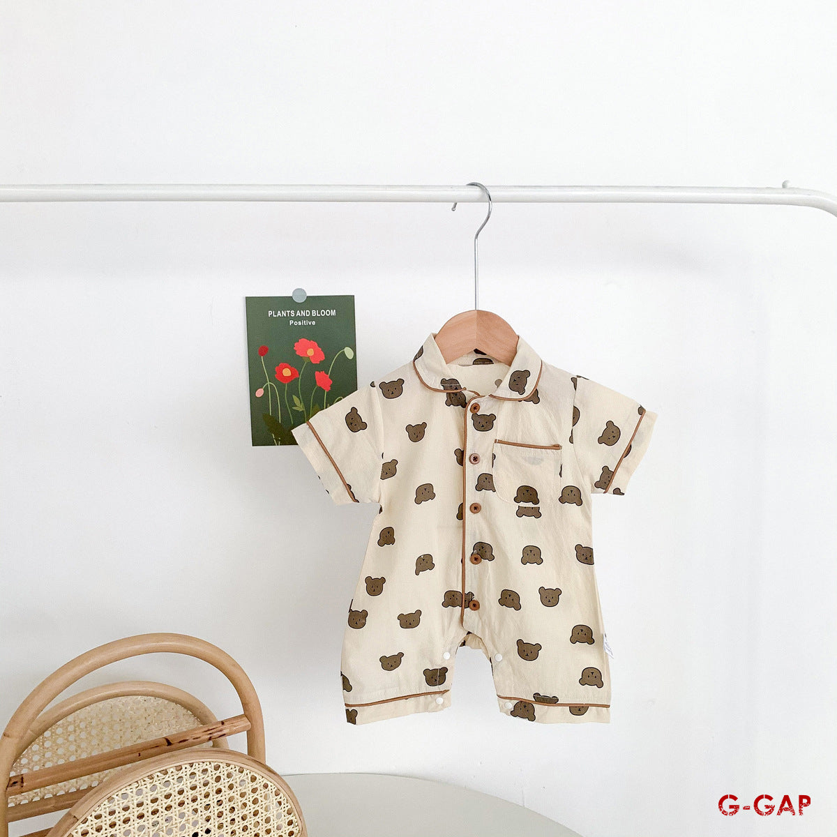 Summer Baby Bear Dot Short Sleeve Jumpsuit