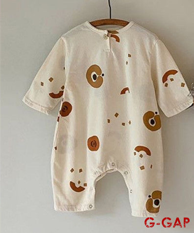 pring/Autumn Baby Long Sleeve Romper - Cotton, Circle Print