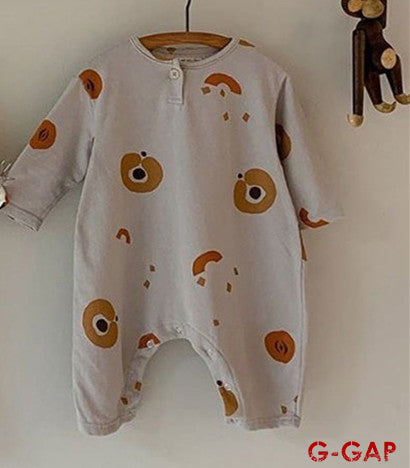pring/Autumn Baby Long Sleeve Romper - Cotton, Circle Print