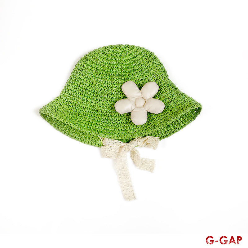 New Baby Girl's Flower Straw Woven Fisherman Hat