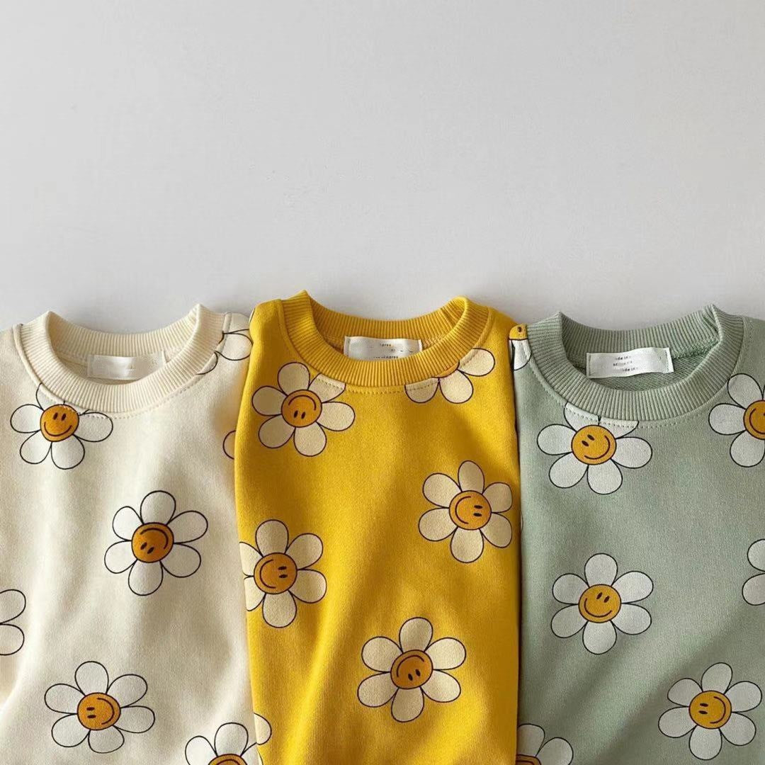 Spring and Autumn Infant Sunflower Smiling Face Hoodie