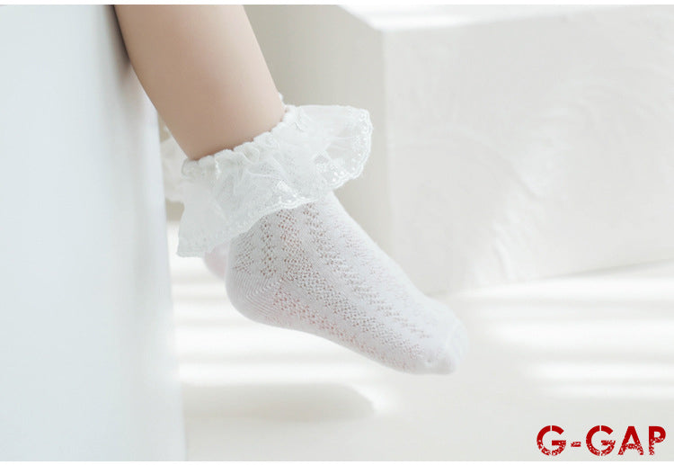 Summer Thin Combed Cotton Mesh Baby Socks - Princess Lace Design