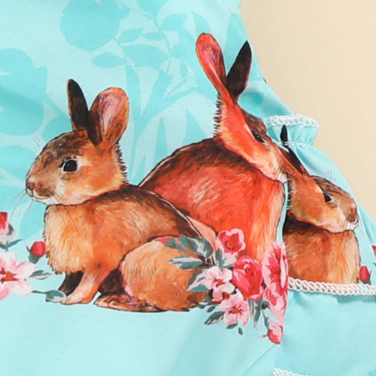 Unisex Lace Bunny Print Romper