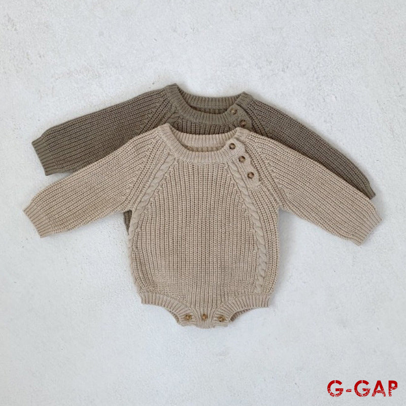 Infant Knitted Romper Solid Color, Long Sleeve, High Quality