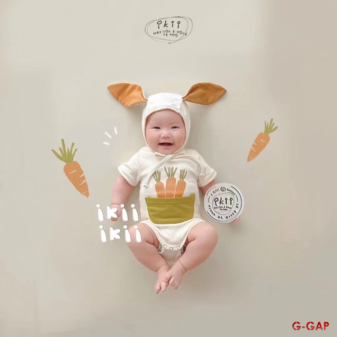 BODYSUIT SHORT SLEEVES HOODED RABBIT EARS