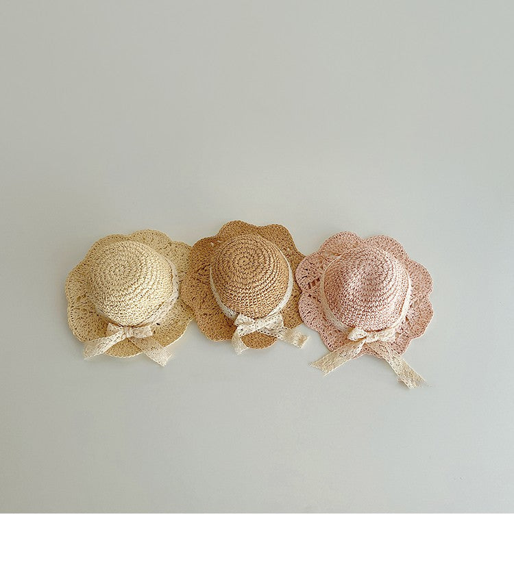 Lace Bow Straw Sun Hat