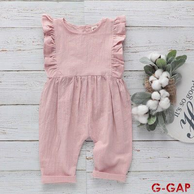 Ins Summer Baby Sleeveless Cotton Linen Romper