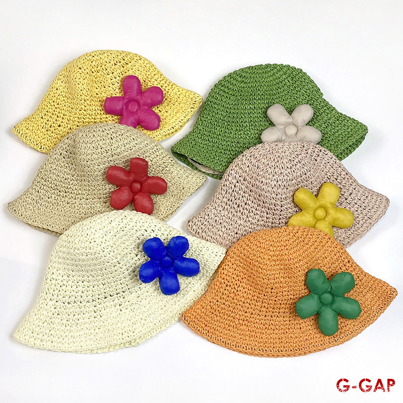 New Baby Girl's Flower Straw Woven Fisherman Hat