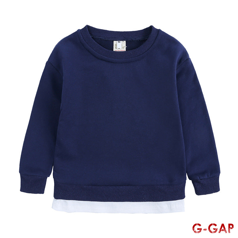 Autumn Children's Cotton Round Neck Top and Sweatpants Set