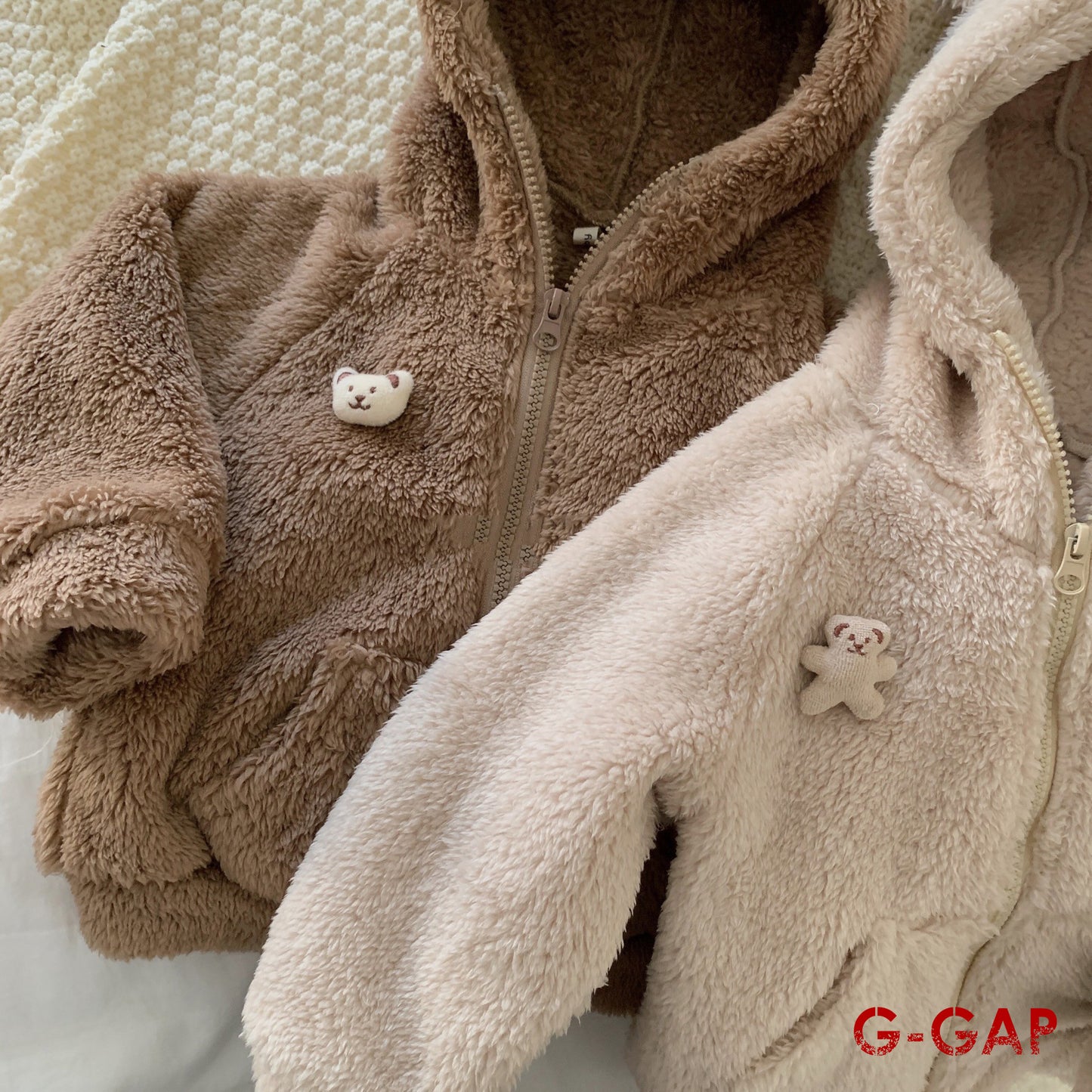 Winter Boy and Girl baby Hooded Bear ear coat Plush coat