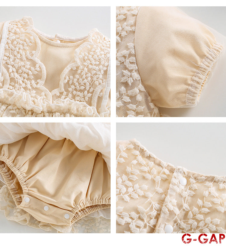 Infant clothes summer baby lace mesh lace Romper + dress