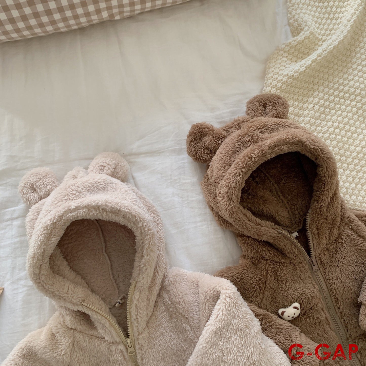 Winter Boy and Girl baby Hooded Bear ear coat Plush coat