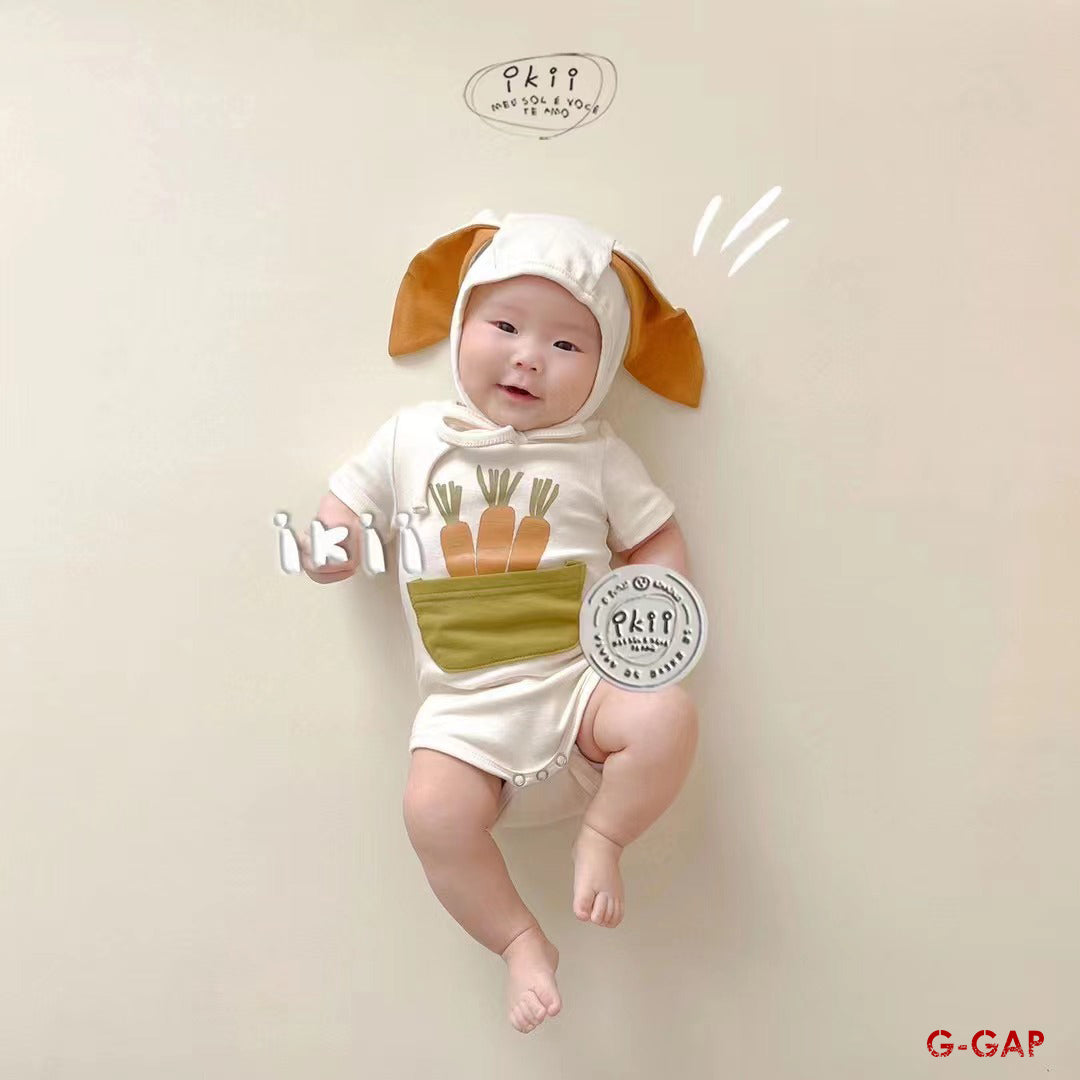 BODYSUIT SHORT SLEEVES HOODED RABBIT EARS