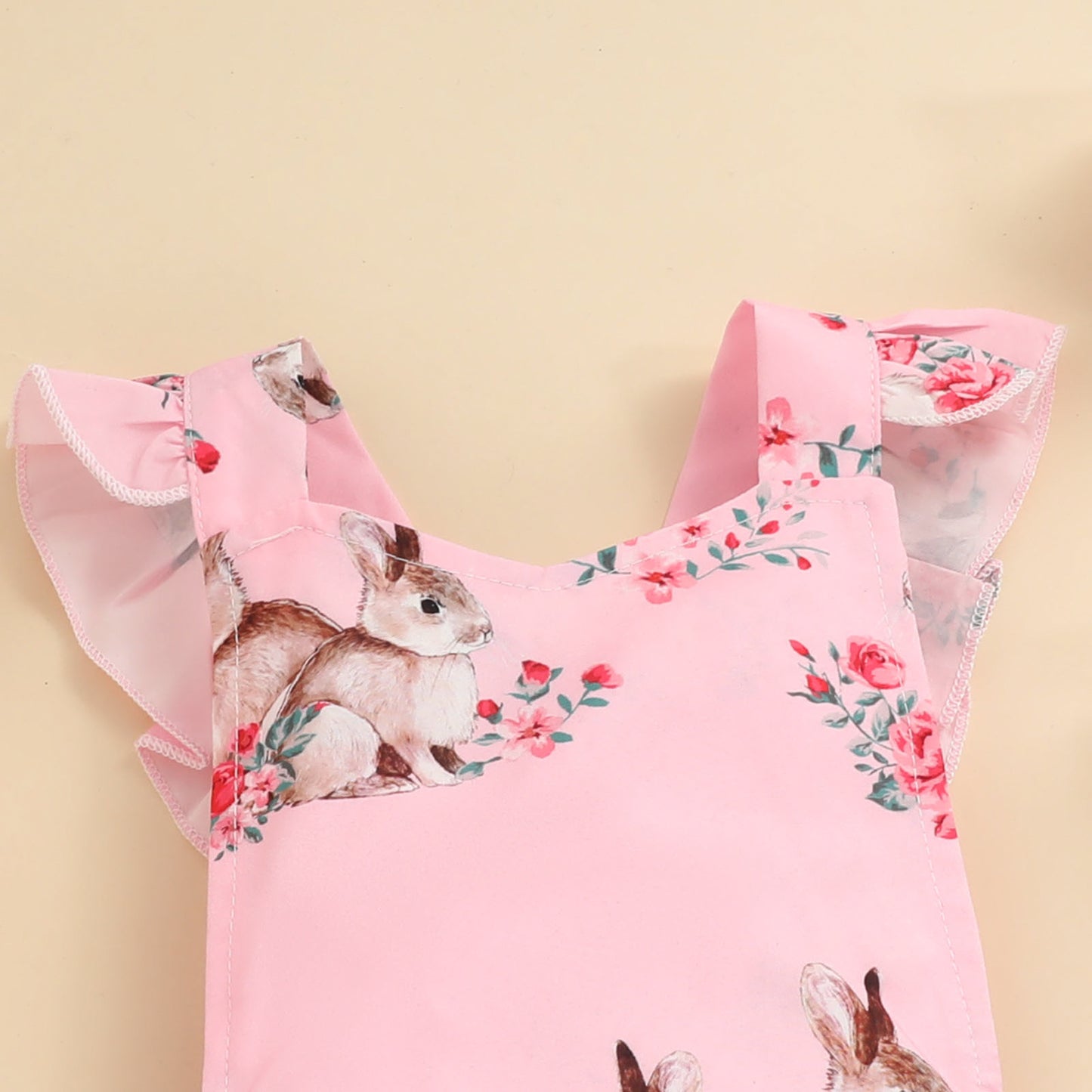 Unisex Lace Bunny Print Romper
