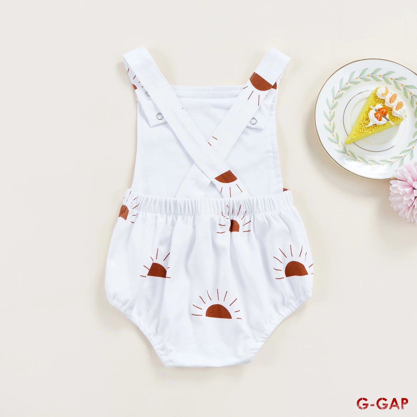 European and American Summer Newborn Printed Shoulder Strap Romper