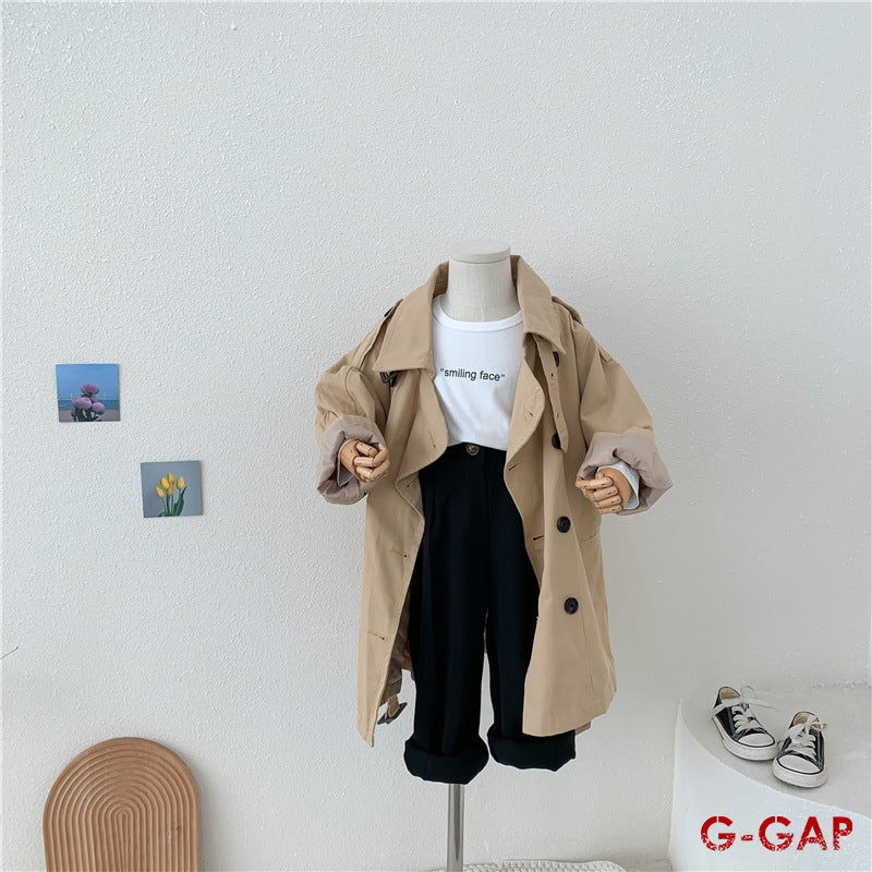 British Style Girls' Mid-Length Jacket