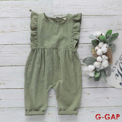 Ins Summer Baby Sleeveless Cotton Linen Romper
