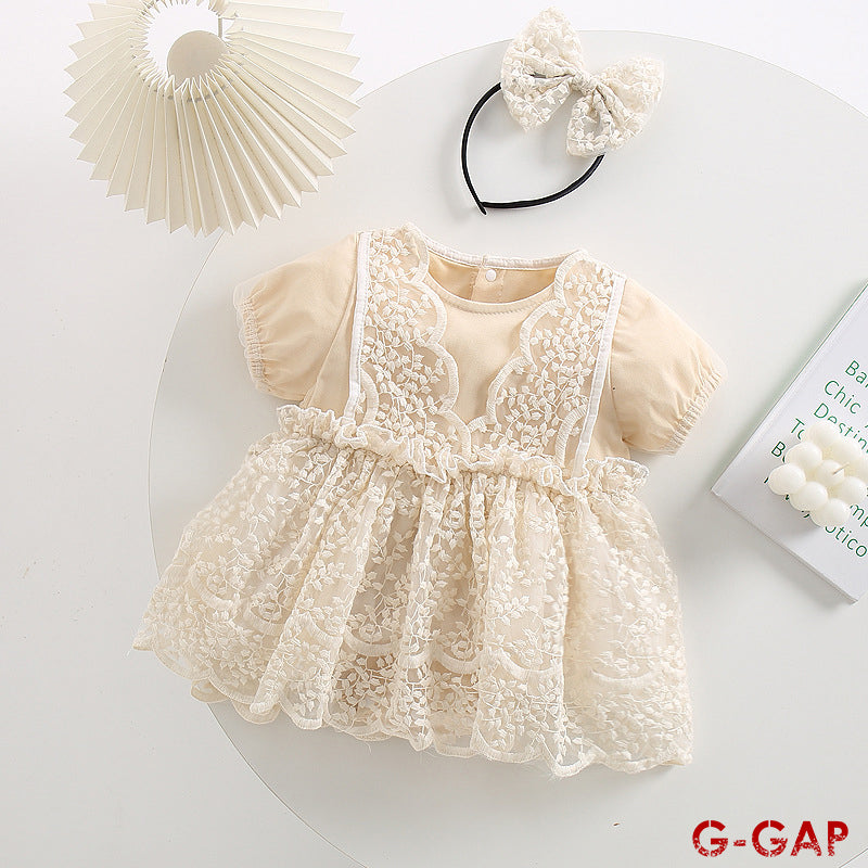 Infant clothes summer baby lace mesh lace Romper + dress