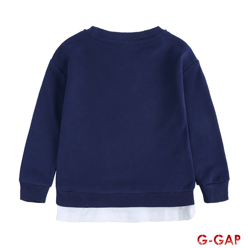 Autumn Children's Cotton Round Neck Top and Sweatpants Set