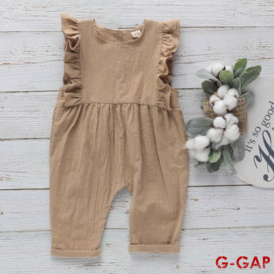 Ins Summer Baby Sleeveless Cotton Linen Romper