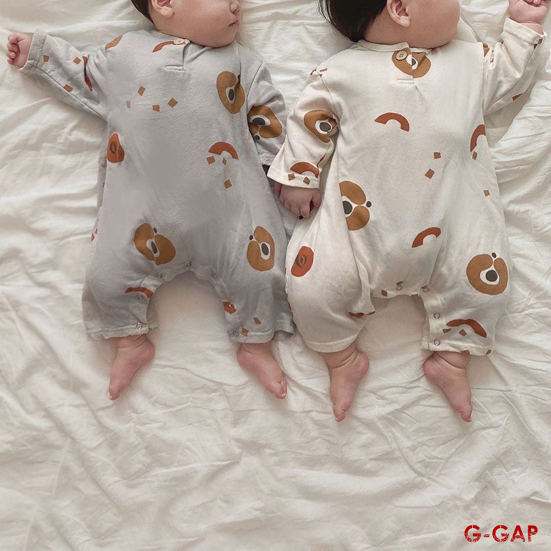 pring/Autumn Baby Long Sleeve Romper - Cotton, Circle Print