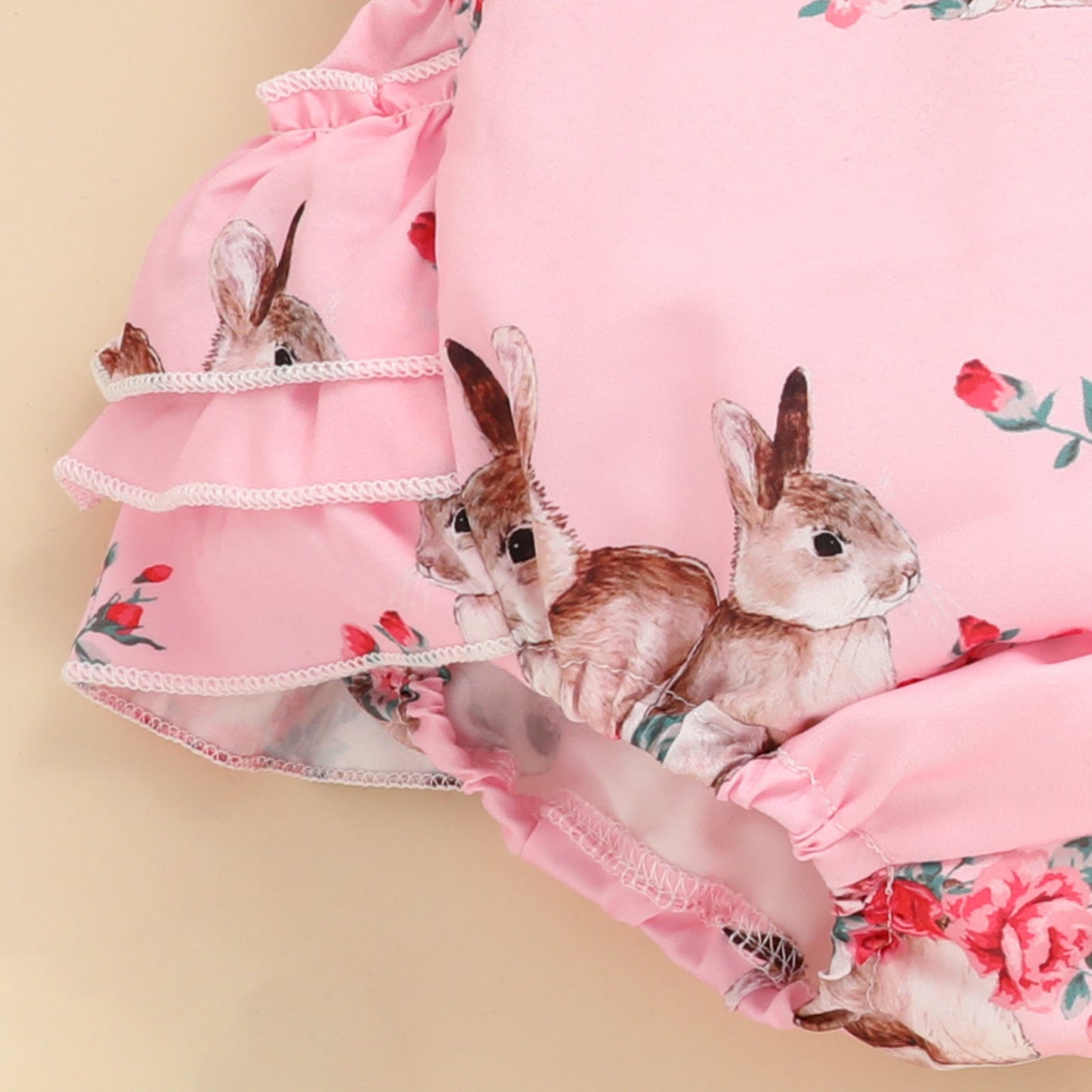 Unisex Lace Bunny Print Romper