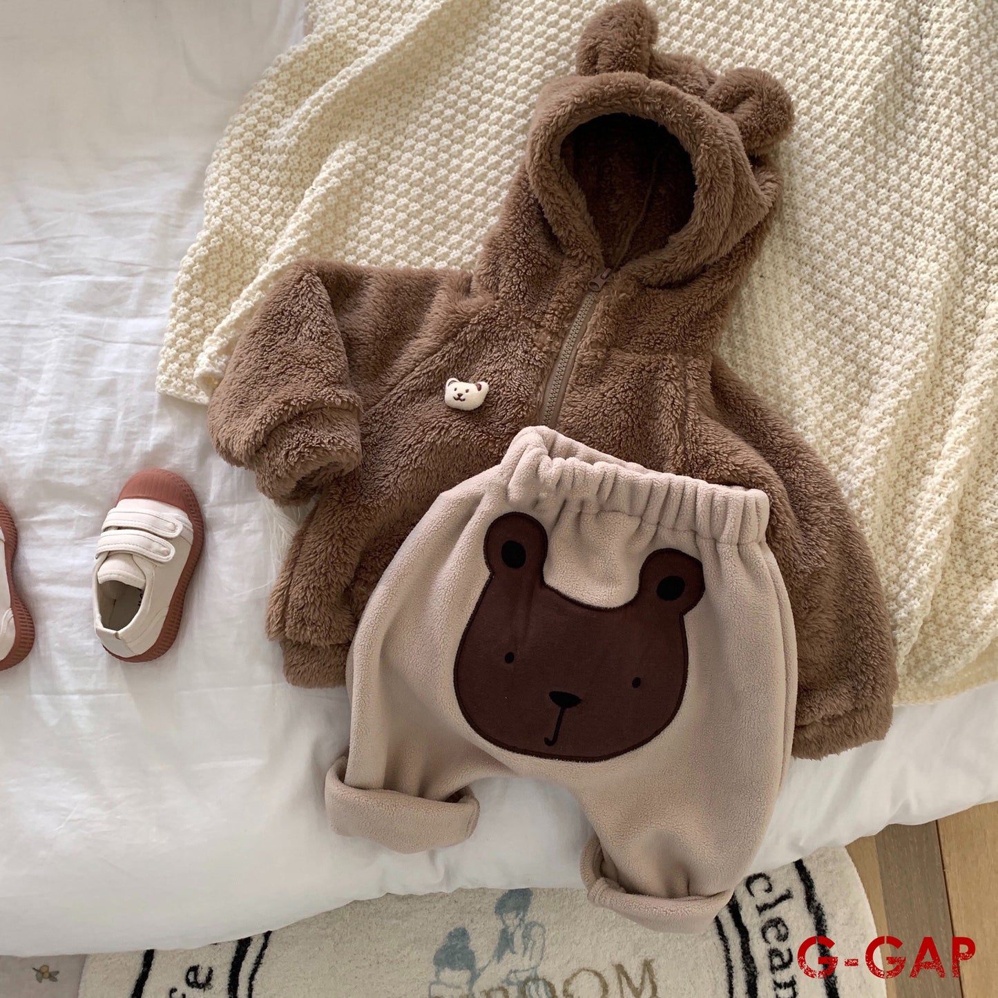 Winter Boy and Girl baby Hooded Bear ear coat Plush coat