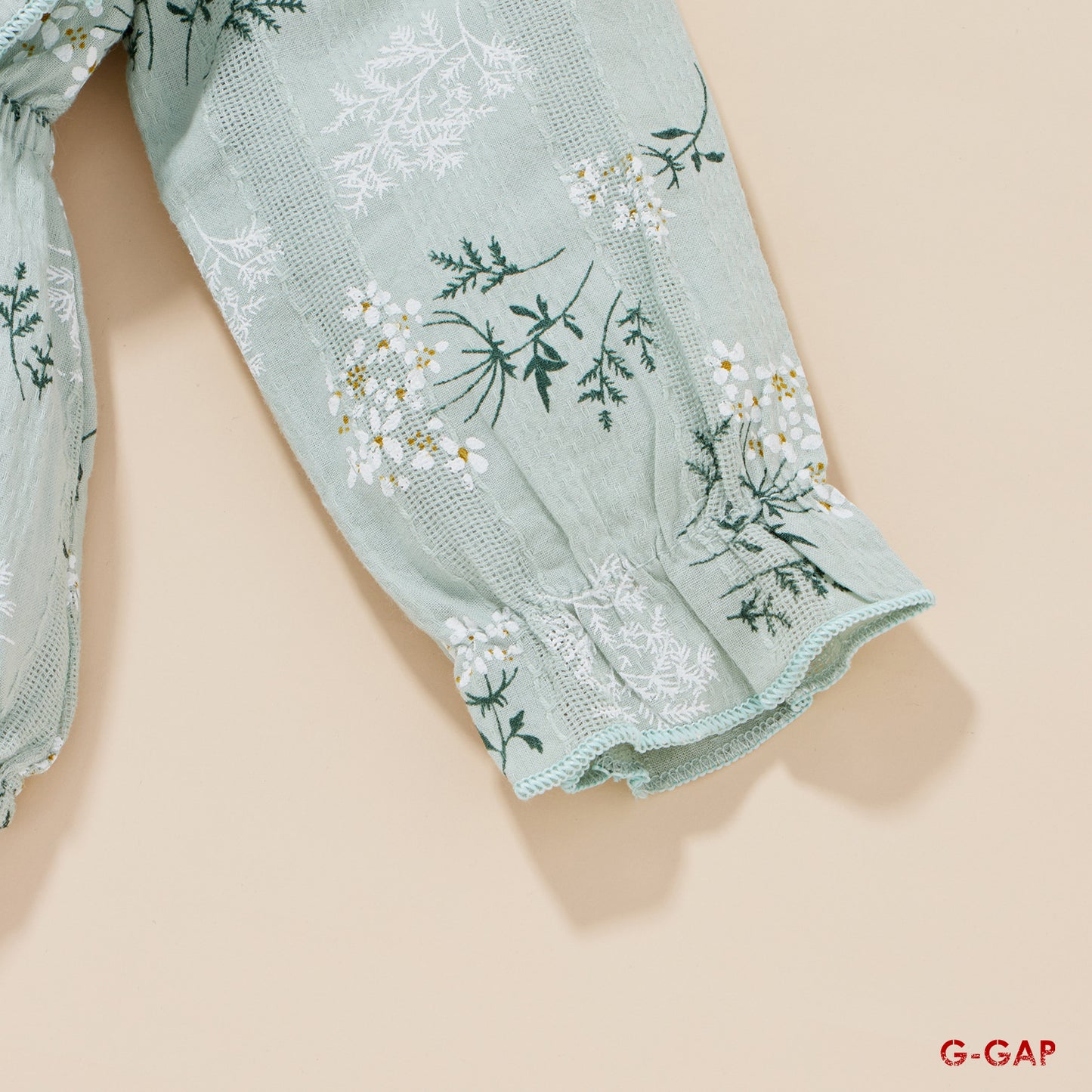 Baby Girl Flower Print Seersucker Cotton Muslin Clothing Set