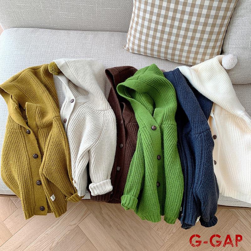 CHILDERN CUTE HOODED KNITED JACKETS