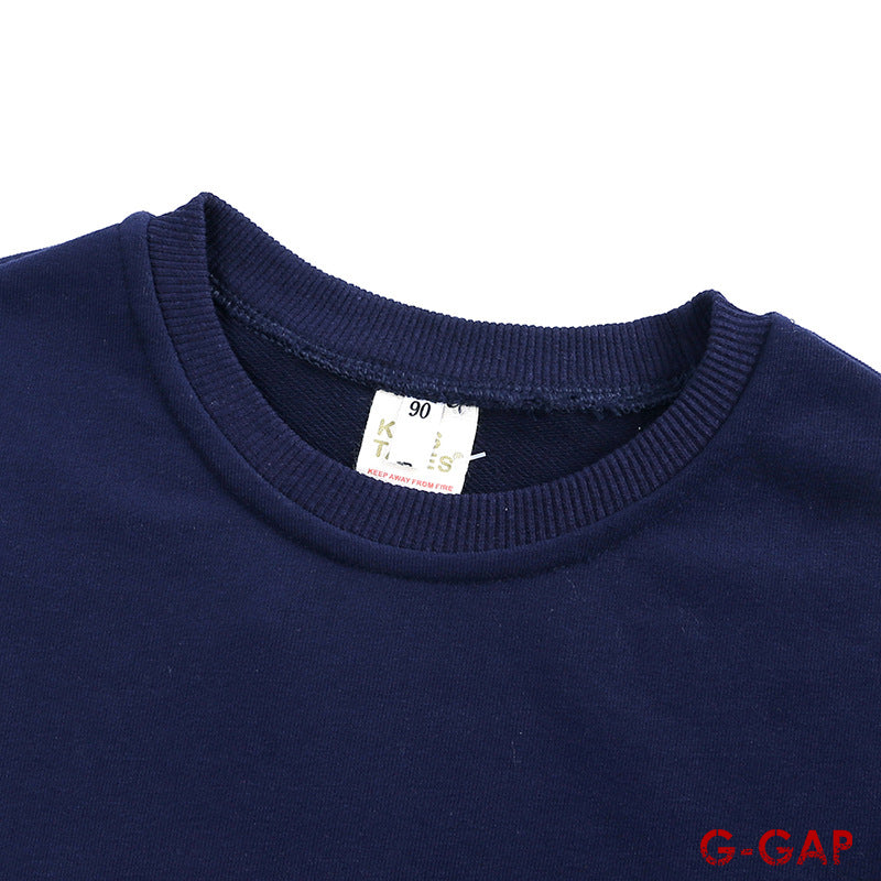 Autumn Children's Cotton Round Neck Top and Sweatpants Set