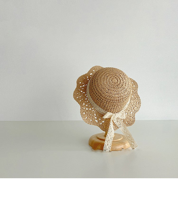 Lace Bow Straw Sun Hat