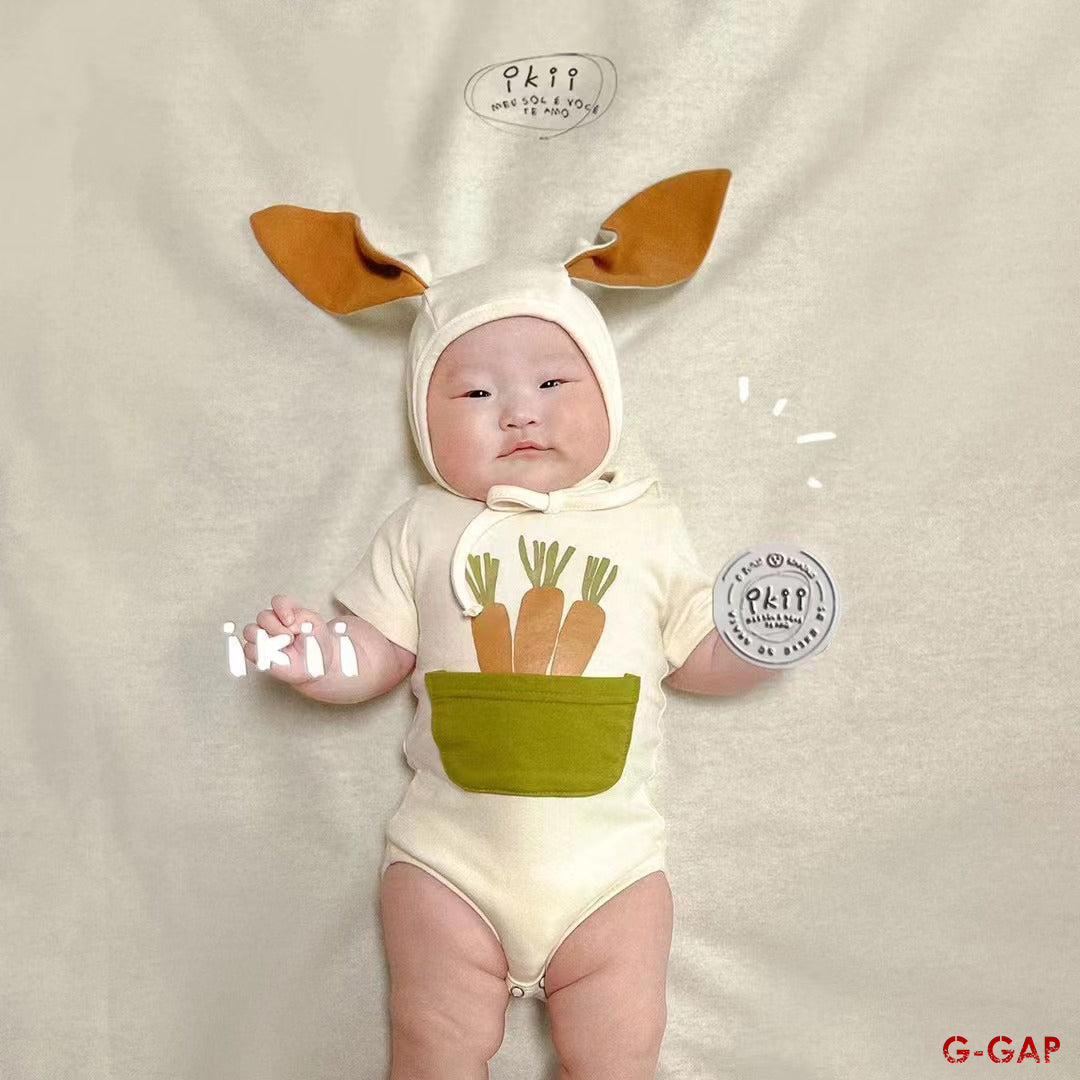 BODYSUIT SHORT SLEEVES HOODED RABBIT EARS