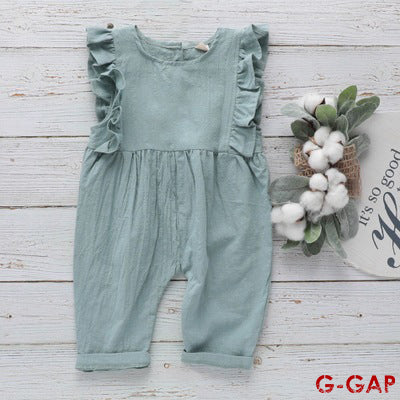 Ins Summer Baby Sleeveless Cotton Linen Romper