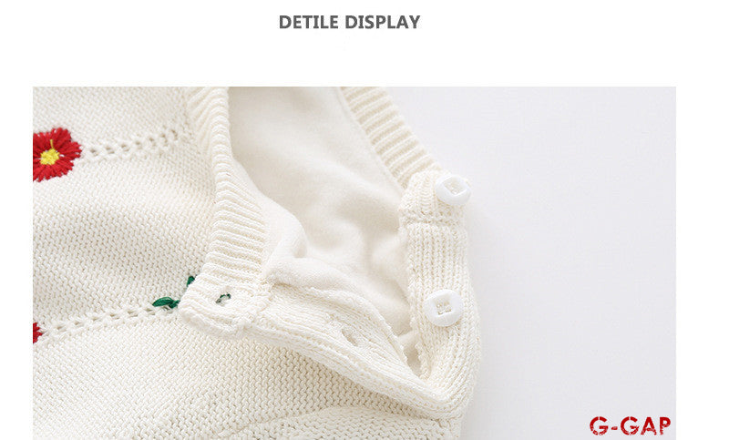Embroidered Woolen Baby Romper - Thick Plush Newborn Outfit