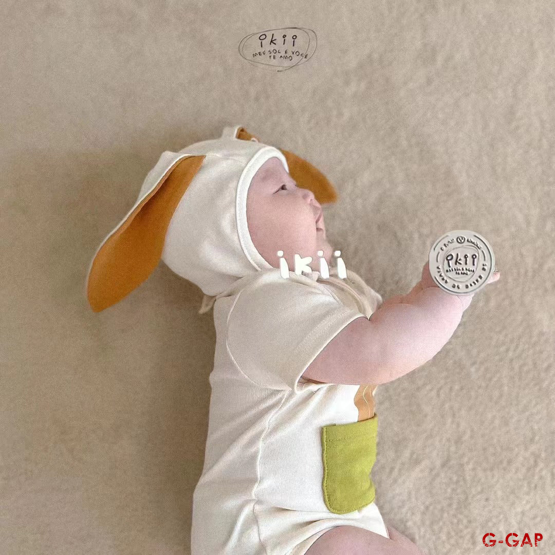 BODYSUIT SHORT SLEEVES HOODED RABBIT EARS