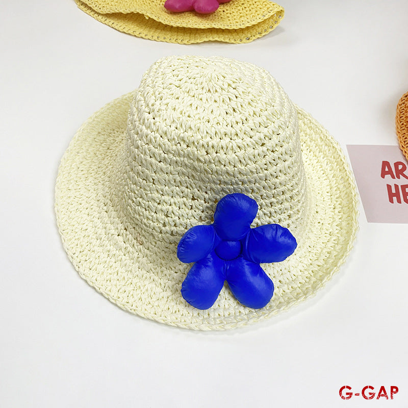 New Baby Girl's Flower Straw Woven Fisherman Hat