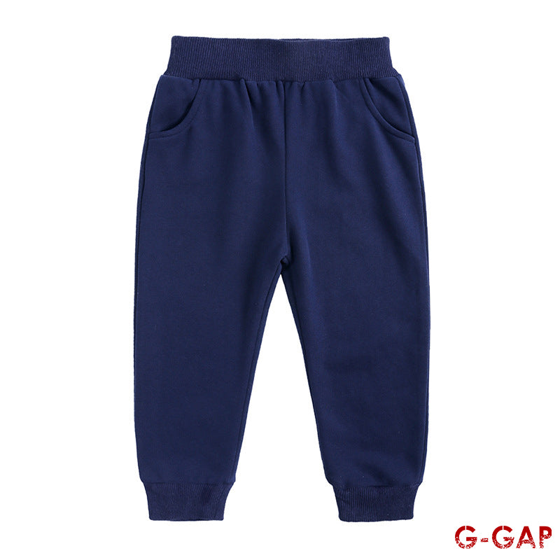 Autumn Children's Cotton Round Neck Top and Sweatpants Set
