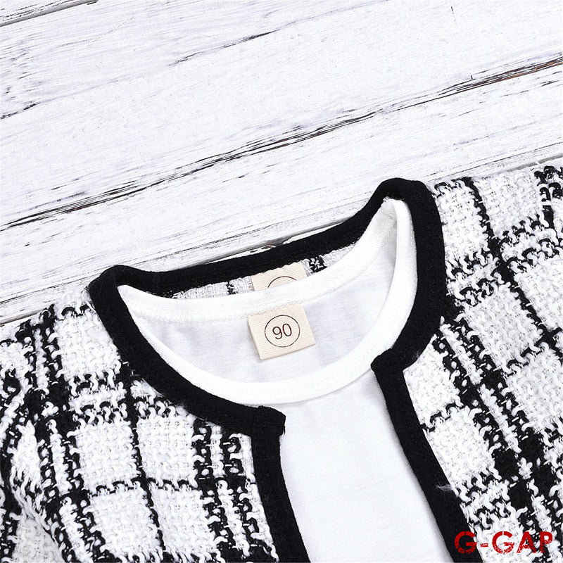 Spring Girls' Long Sleeve Dress and Cardigan Set
