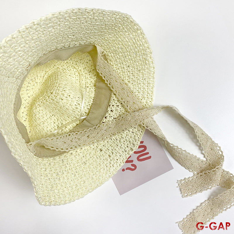 New Baby Girl's Flower Straw Woven Fisherman Hat