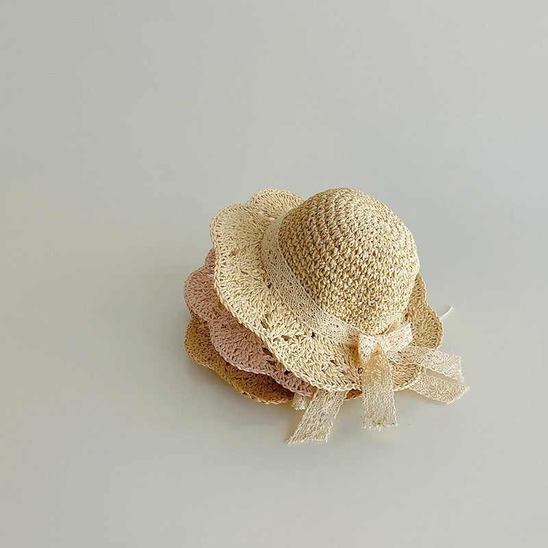 Lace Bow Straw Sun Hat