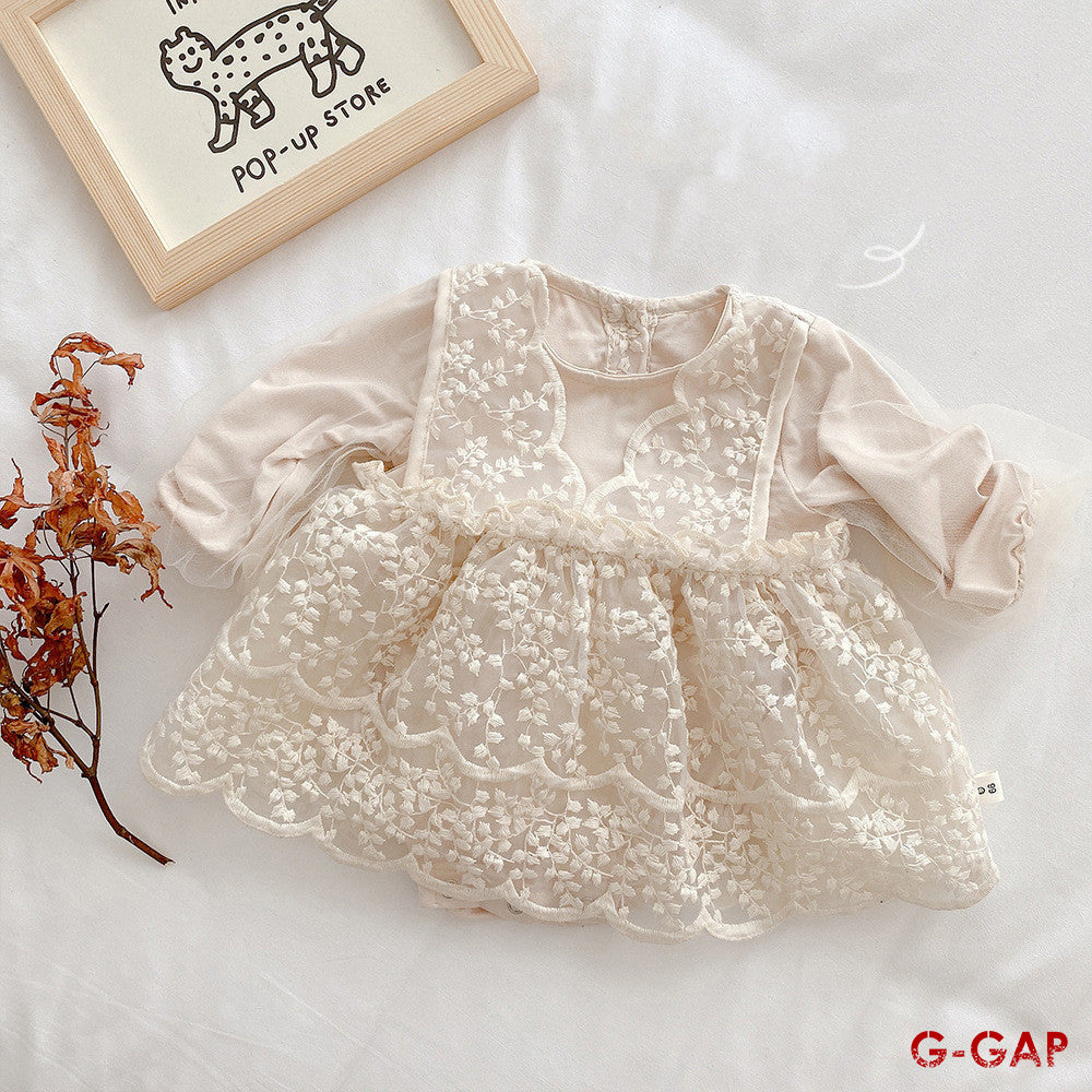 Infant clothes summer baby lace mesh lace Romper + dress