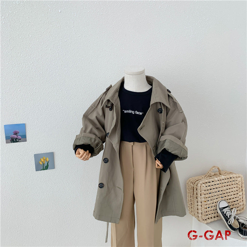 British Style Girls' Mid-Length Jacket