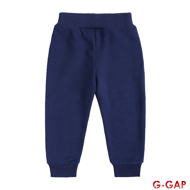 Autumn Children's Cotton Round Neck Top and Sweatpants Set