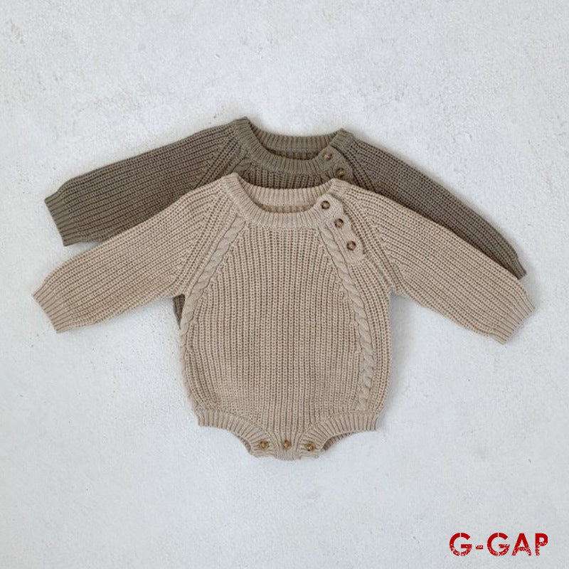 Infant Knitted Romper Solid Color, Long Sleeve, High Quality