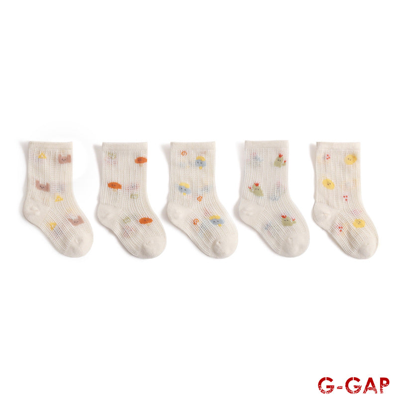 Summer Mesh Baby Socks - Boneless Cartoon Middle Tube for Boys and Girls