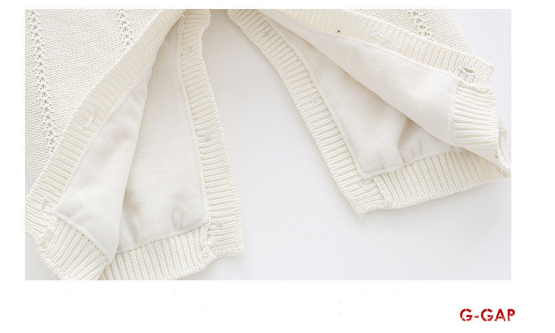 Embroidered Woolen Baby Romper - Thick Plush Newborn Outfit
