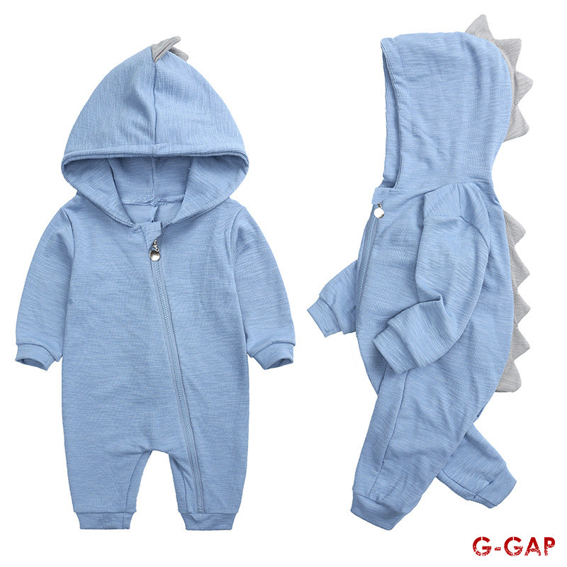 Autumn Cotton Dinosaur Hoodie Baby Jumpsuit