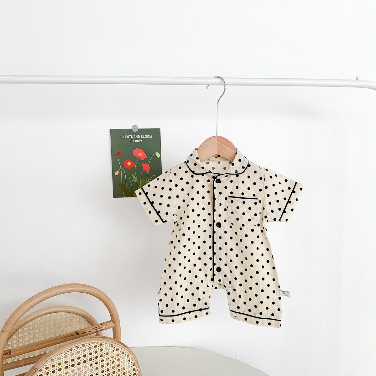 Summer Bear Dot Short Sleeve Baby Jumpsuit