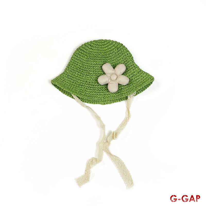 New Baby Girl's Flower Straw Woven Fisherman Hat